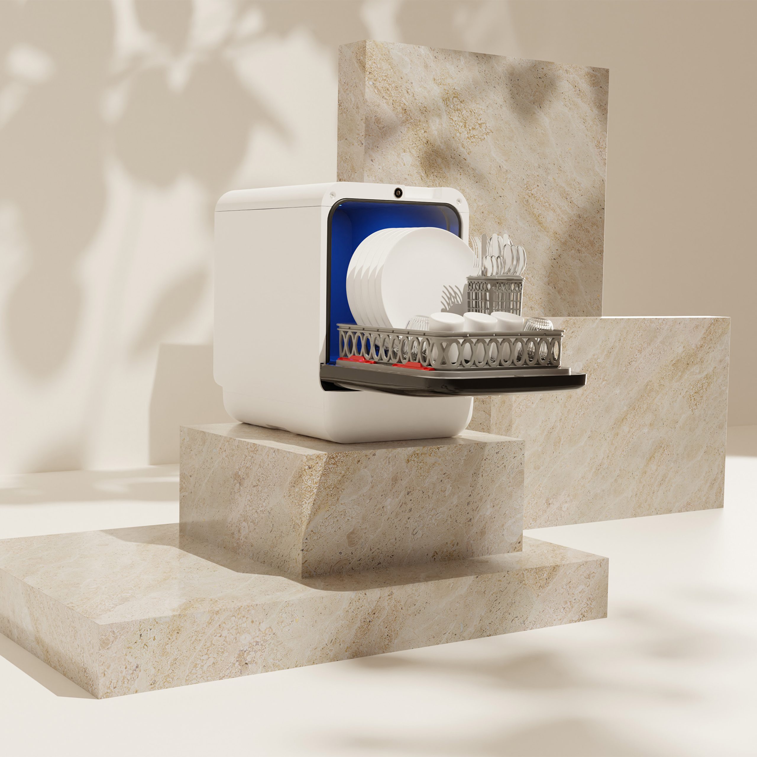 Bob - design eco mini-oppvaskmaskin front I matt hvit / kropp i hvit - dishwasher front white matte  / body white - Bilde 22